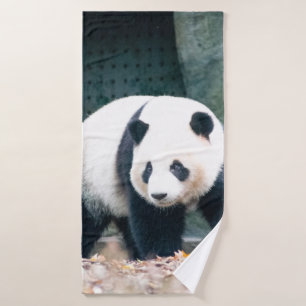 WALKING PANDA FRONT OF CONCRETE BUILDING BATH TOWEL
