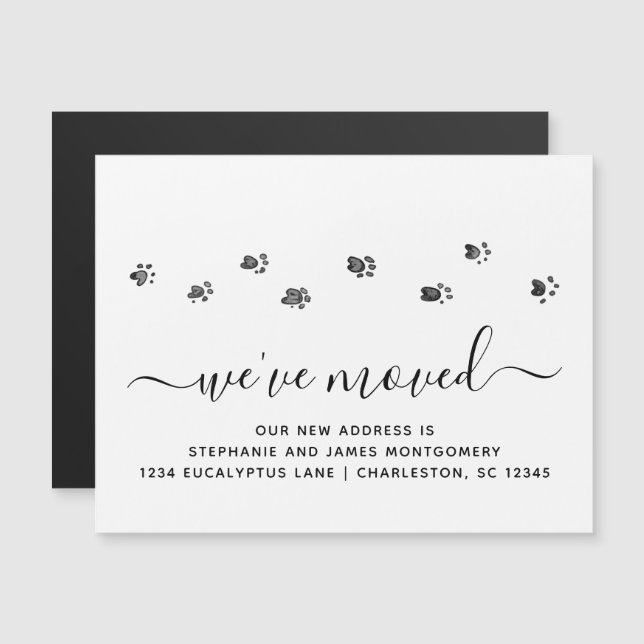 Walking Paw Prints Moving New Address Magnet (Front/Back)