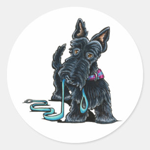Walking Scottie Classic Round Sticker