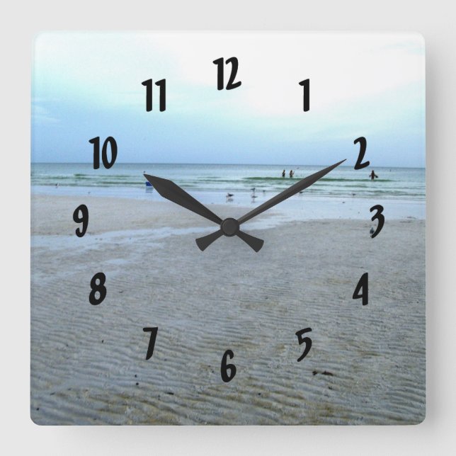Walking Siesta Keys Along The Tides Square Wall Clock (Front)