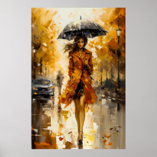 Walking the Autumn Rain: A Woman's Meditation -  Poster