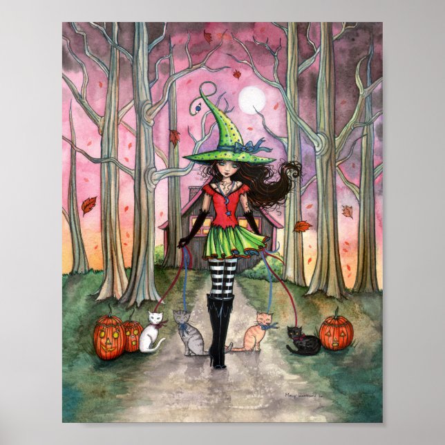 Walking the Cats Witch Halloween Poster (Front)