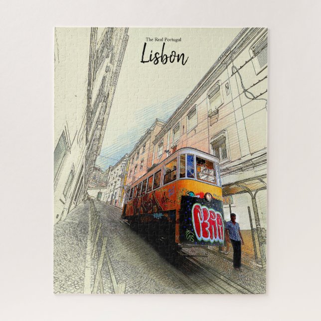 Walking the Tram- Lisbon, Portugal Puzzle (Vertical)
