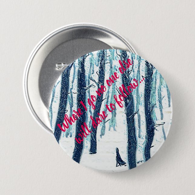 Walking Through Snowy Forest 7.5 Cm Round Badge (Front & Back)