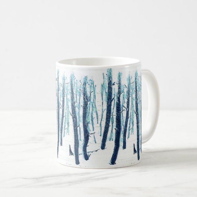 Walking Through Snowy Forest Coffee Mug (Front Right)