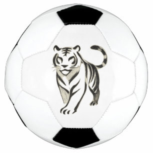 Walking Tiger Drawing - Ink Design on Football