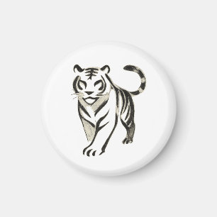 Walking Tiger Drawing - Ink Magnet Design