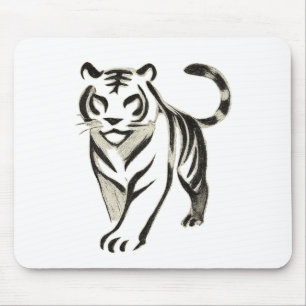 Walking Tiger Drawing - Ink Mouse Pad Design