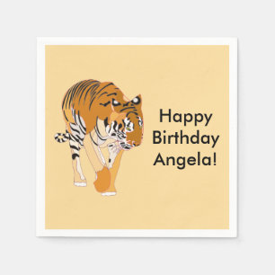 Walking Tiger Personalised Birthday Napkins