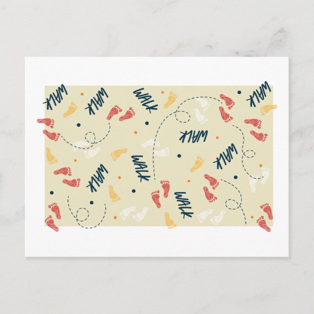 Walking Together: Adventure Footprint Pattern Postcard (Front)