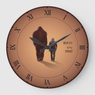 WALKING WITH BIGFOOT SASQUATCH LARGE CLOCK