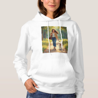 walking with dog in the park hoodie