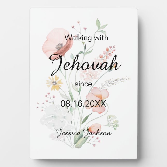 Walking with Jehovah since Baptism Plaque (Front)
