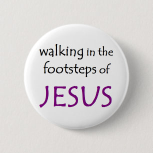 walking with jesus 6 cm round badge