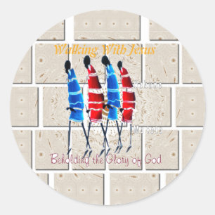 Walking With Jesus Hakuna Matata Inspired Beautifu Classic Round Sticker