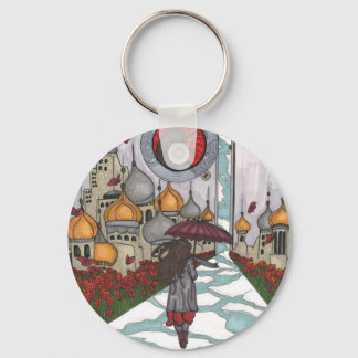 "Walking With Tulips" Keychain