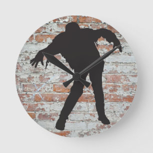 walking zombie silhouette clock