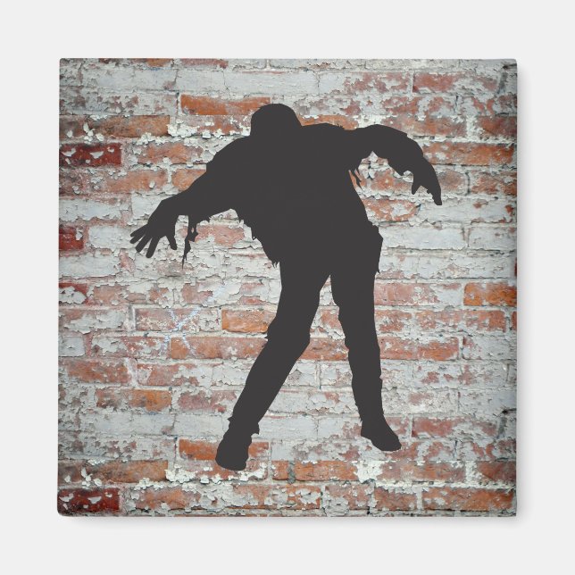 Walking Zombie Silhouette Magnet (Front)