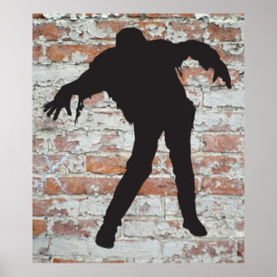 walking zombie silhouette poster