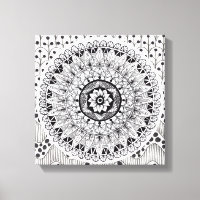 Wall Art Black and White Medallion  Doodle 