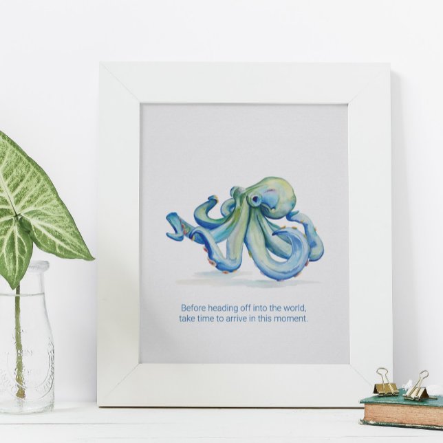 Wall Art Charming Watercolor Blue Octopus (Wall Art Charming Watercolor Blue Octopus posters custom print)