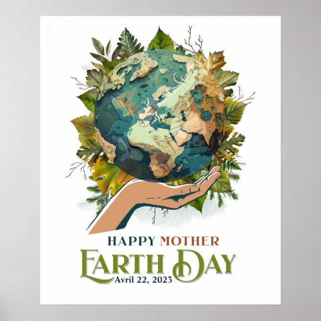 Wall Art for Happy Earth Day on 22 April Poster (Front)