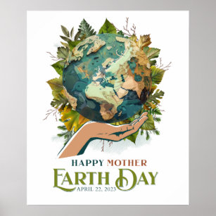 Wall Art for Happy Earth Day on 22 April Poster