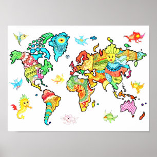 Wall Art Kids World Map 
