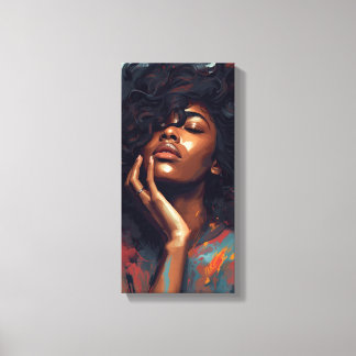 Wall Art of a Girl with Messy Hair and Closed Eyes