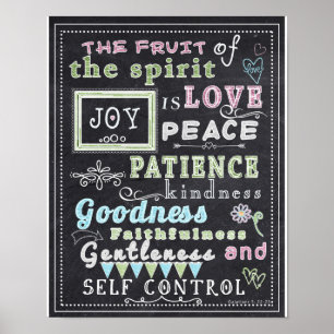 Wall Art Poster- Fruit Of The Spirit, Chalkboard.