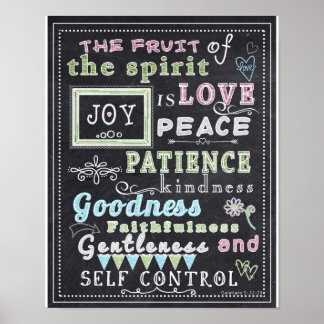 Wall Art Poster- Fruit Of The Spirit, Chalkboard.