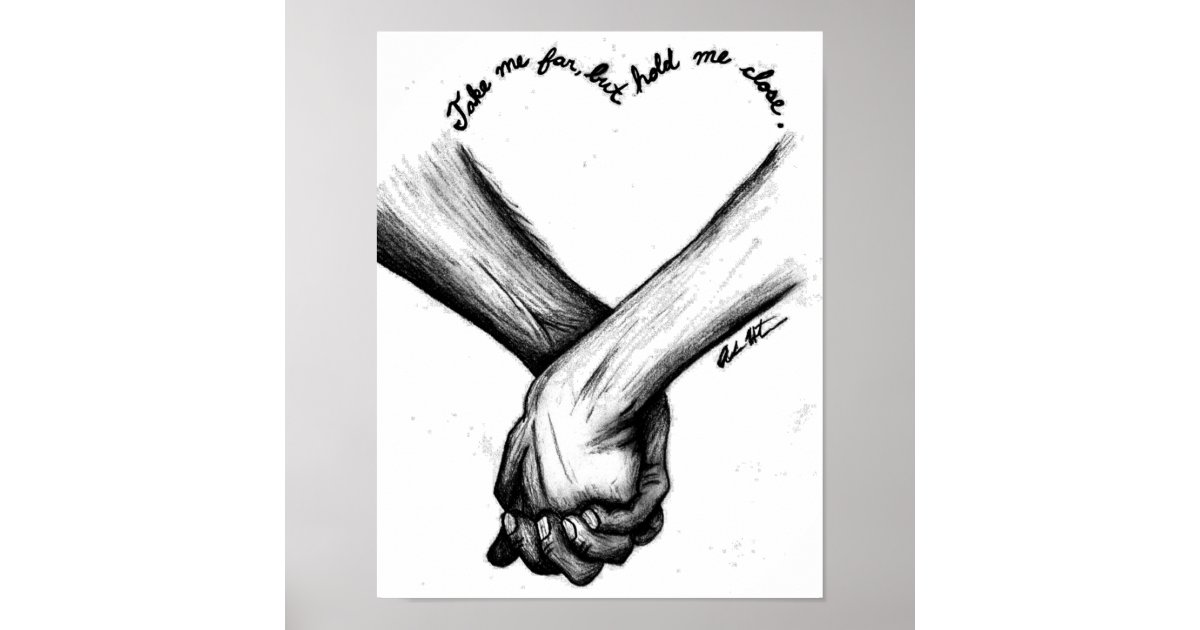 Wall art poster love quote and charcoal drawing Zazzle