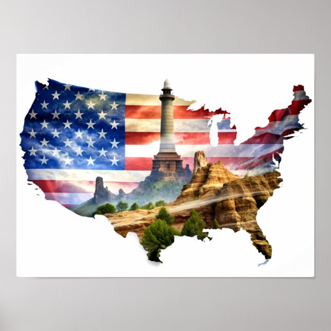 Wall Art USA Map Poster  (Front)