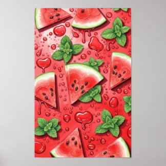 Wall art. Watermelon triangles Poster