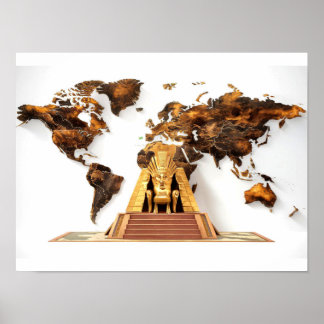 Wall Art World Map with Pharaohs design Poster