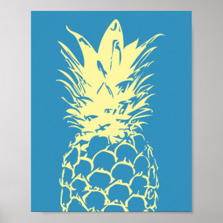 Wall Art Yellow Pineapple Design on blue
