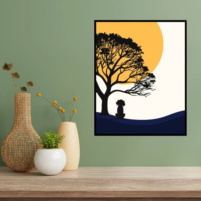 Wall art, yellow sun,dog,tree poster (Creator Uploaded)