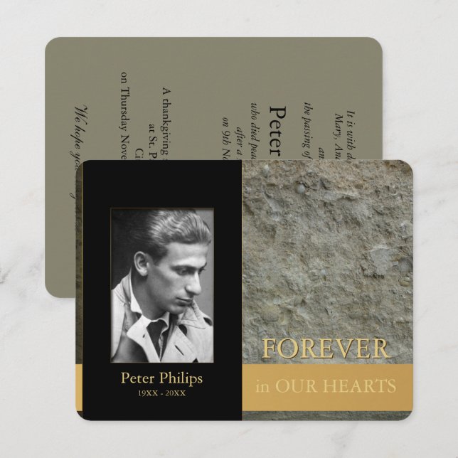 Wall Black Photo Frame Memorial Service Inv Invitation (Front/Back)