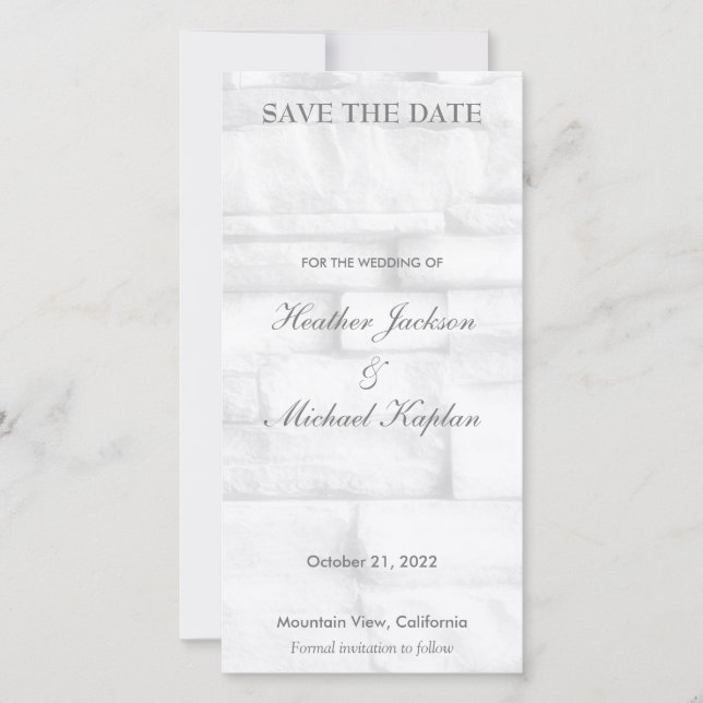 Wall Bricks Wedding Professional Minimalist Plain Save The Date (Front)