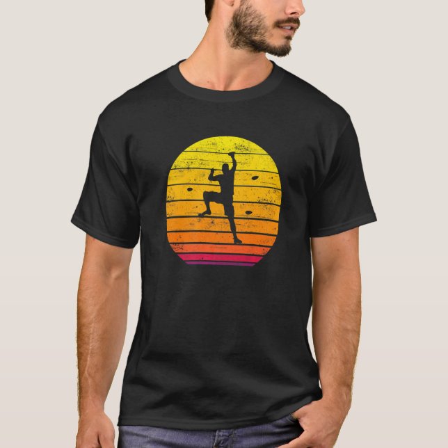 Wall Climber Sunset Bouldering Climber Rock Climbi T-Shirt (Front)