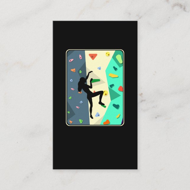 Wall Climbing Girl Indoor Bouldering Woman Business Card (Front)