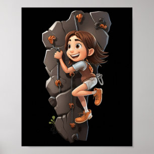 Wall Climbing Rock Wall Climber Boys Children Anim Poster
