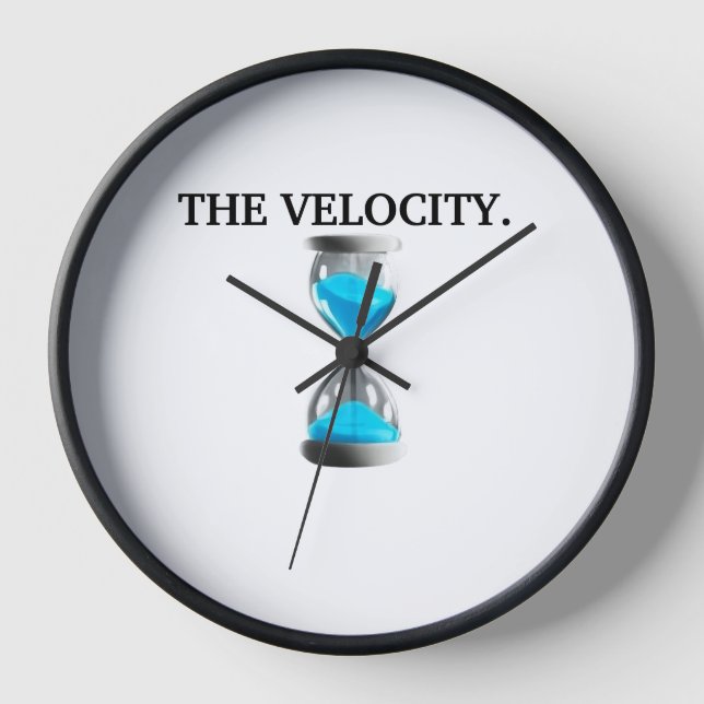 Wall Clock, 10" Round Black Wooden Frame Clock (Front)