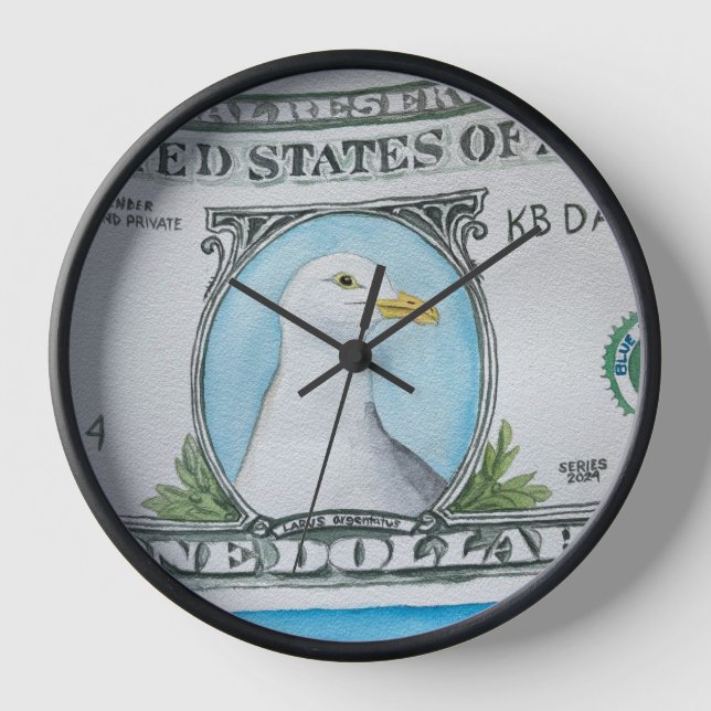 Wall Clock, 10" Round Natural Wood Frame Clock (Front)