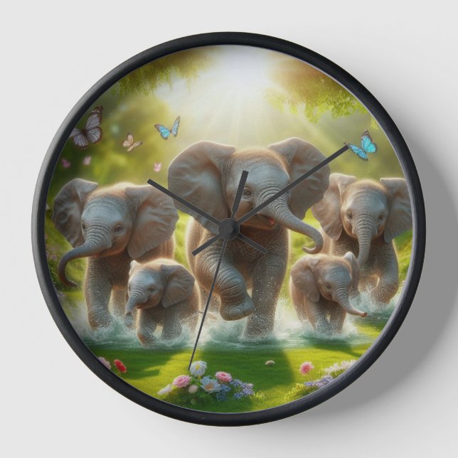 Wall Clock, 10" Round Natural Wood Frame Clock (Front)