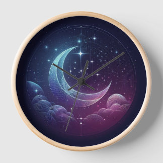 Wall Clock, 10" Round Natural Wood Frame Clock