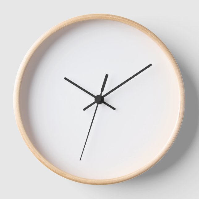 Wall Clock, 10" Round Natural Wood Frame Clock (Front)
