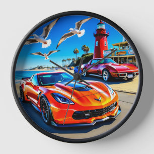 Wall Clock, 10" Round Natural Wood Frame Clock