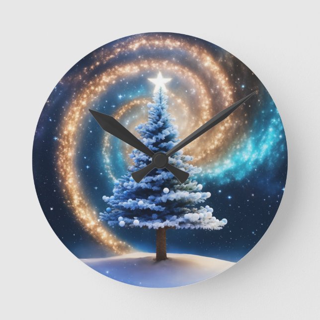 Wall Clock, 10" Round Natural Wood Frame Clock (Front)