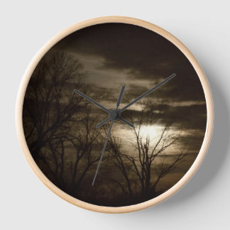 Wall Clock, 10" Round Natural Wood Frame Clock